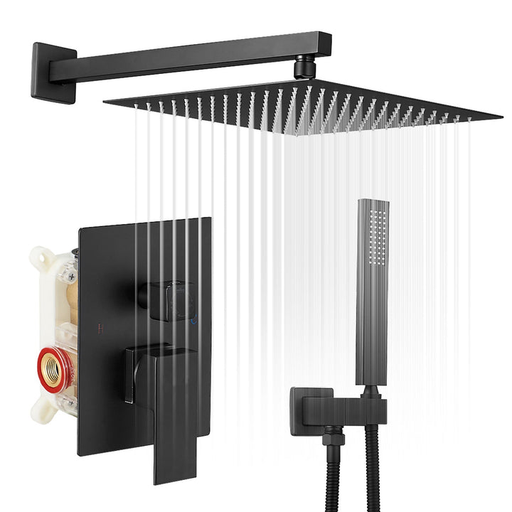 10inch/ 12inch/ 16inch Showerhead Single-Handle 2-Spray Square  Shower Faucet Valve Included