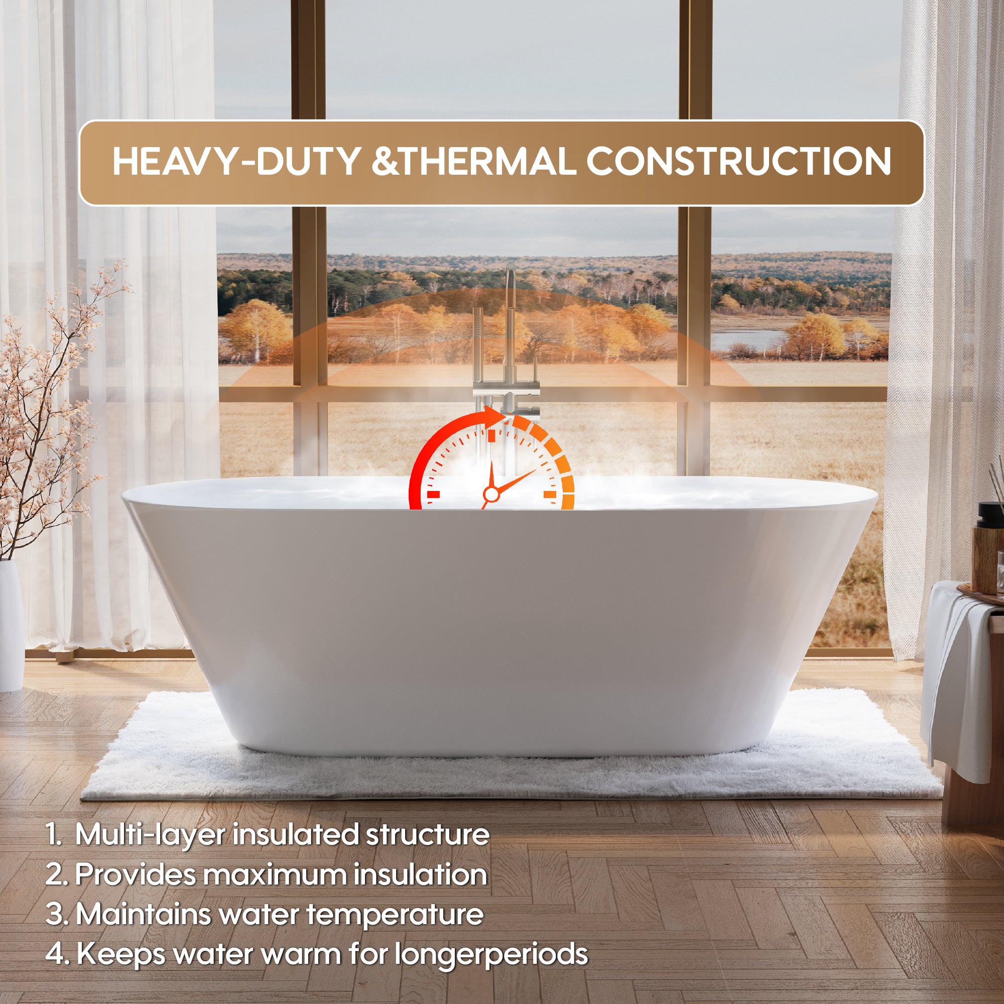 71" Glossy White Acrylic Freestanding Bathtub with Integrated Slotted Overflow and Pop-up Drainer