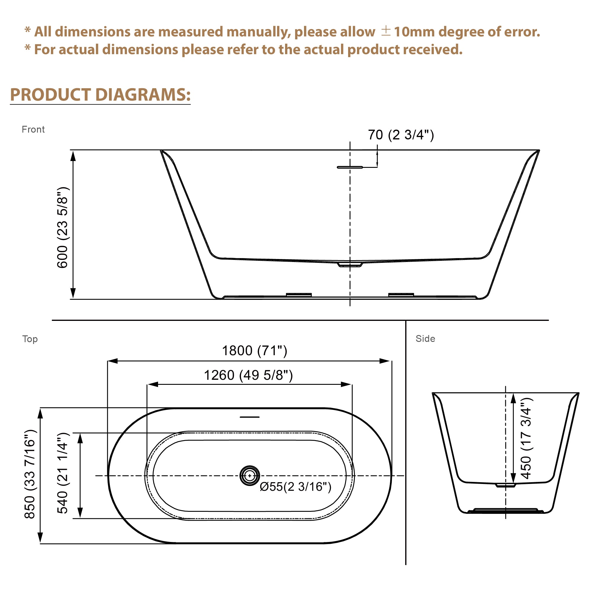 71" Glossy White Acrylic Freestanding Bathtub with Integrated Slotted Overflow and Pop-up Drainer