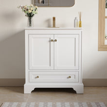 30 inch Bathroom Vanity with Sink Combo Set, Solid Wood Bathroom Storage Cabinet with Soft-Closing Doors, White