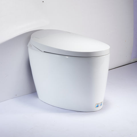 Smart Toilet with Foot Kick Auto Flush, Heated Seat, Nightlight & Antibacterial Coating