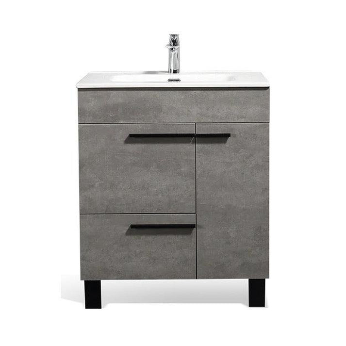 24" Cement Gray & White Freestanding Bathroom Vanity with Faux Marble Integrated Top & Sink