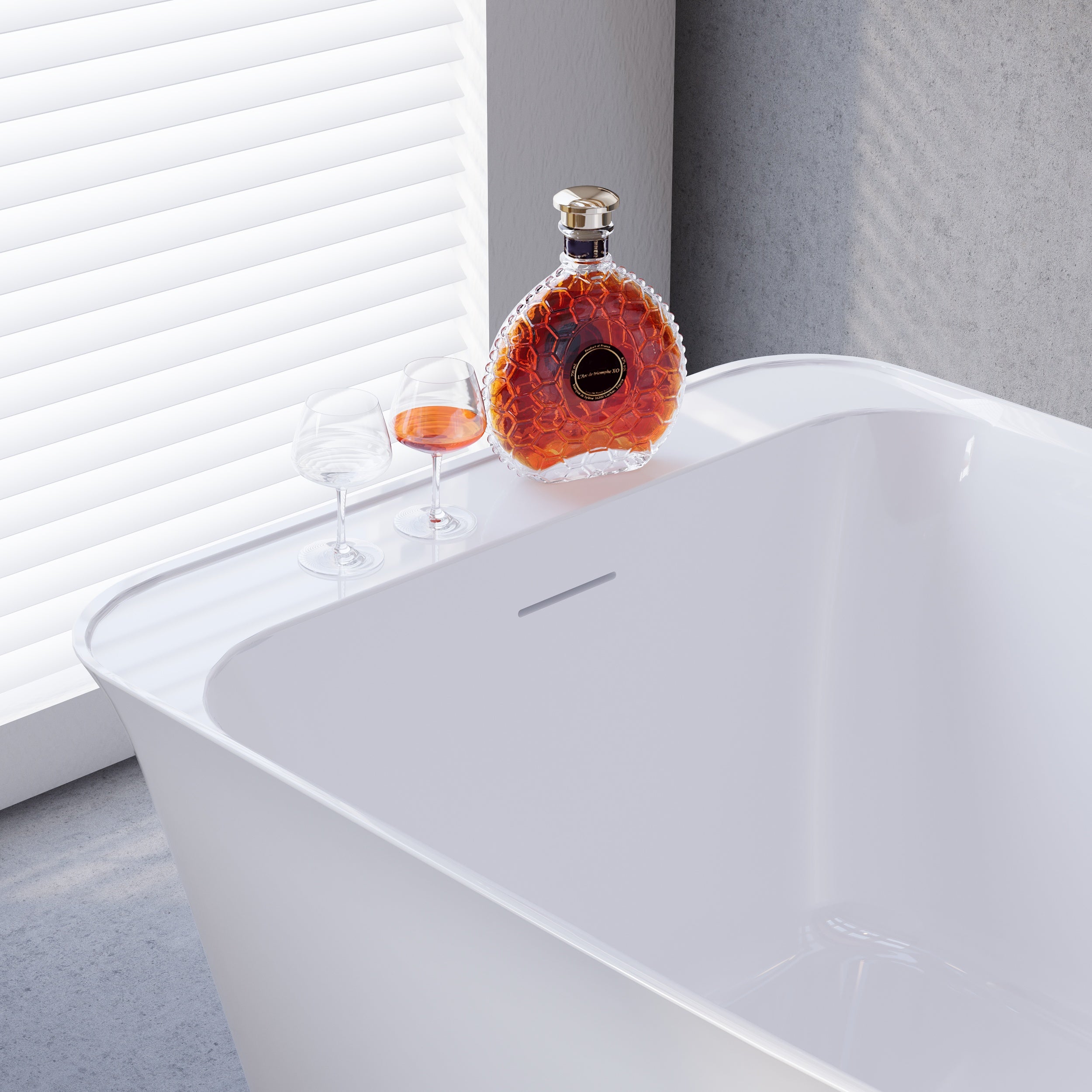 64" Freestanding Acrylic Soaking Bathtub with Ergonomic Design, Integrated Slotted Overflow & Pop-Up Drain