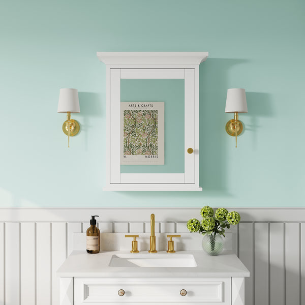 24 in.W x 30 in.H Surface Mount Solid Wood Medicine Cabinet with Mirror