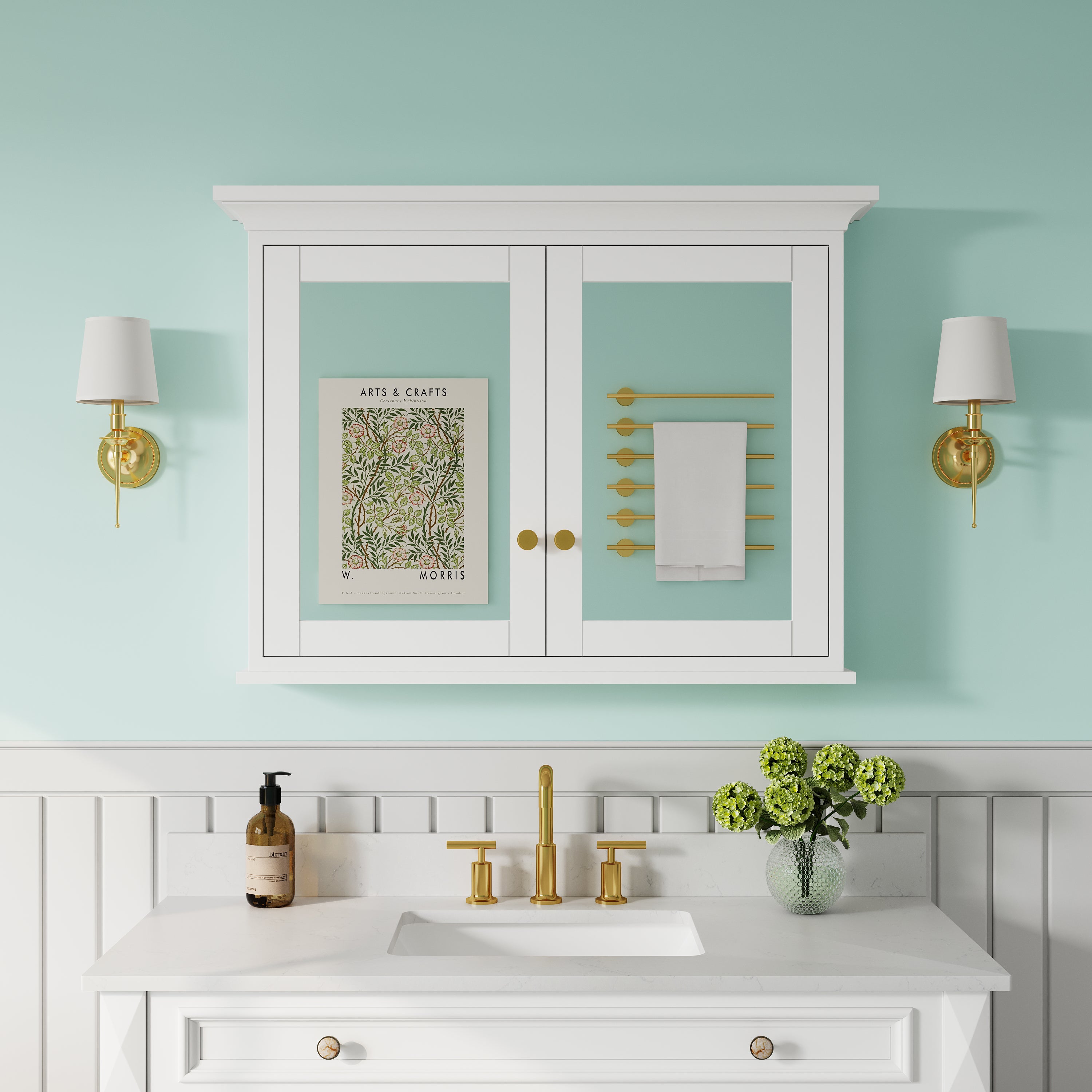 40 in.W x 30 in.H Vertical Z-Bar Mounting Bathroom Wood Medicine Cabinet with Mirror in White