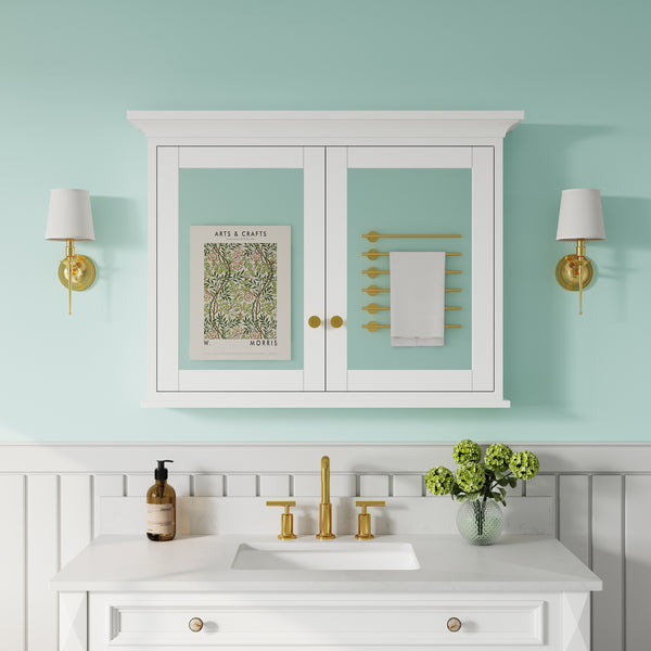 40 in.W x 30 in.H Vertical Z-Bar Mounting Solid Wood Medicine Cabinet with Mirror