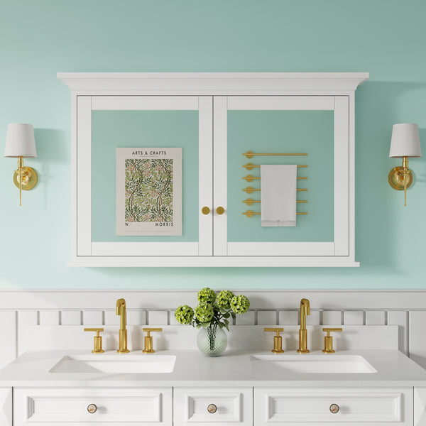 48 in.W x 30 in.H Vertical Z-Bar Mounting Solid Wood Medicine Cabinet with Mirror