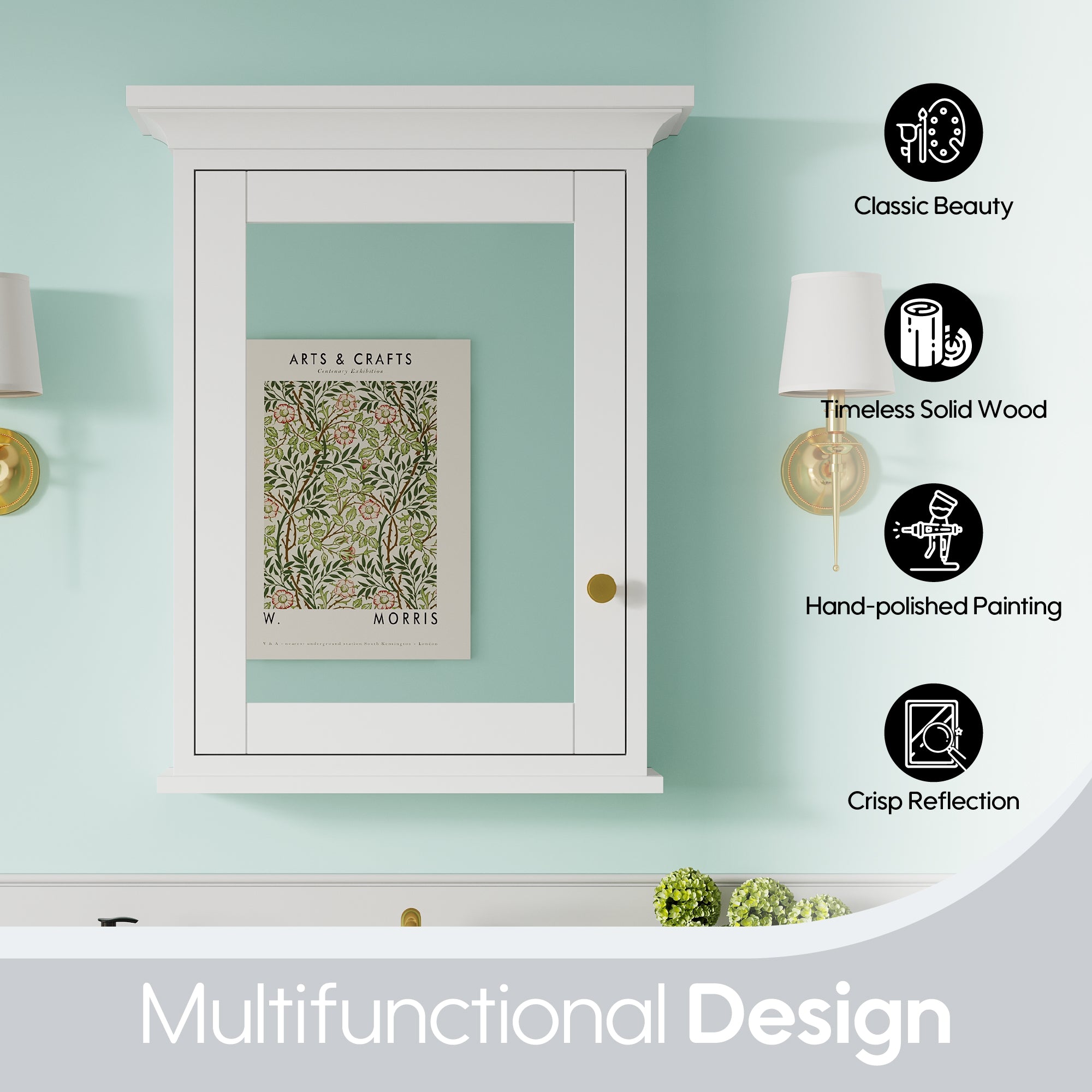 24 in.W x 30 in.H Vertical Mounting Bathroom Wood Medicine Cabinet with Mirror in White