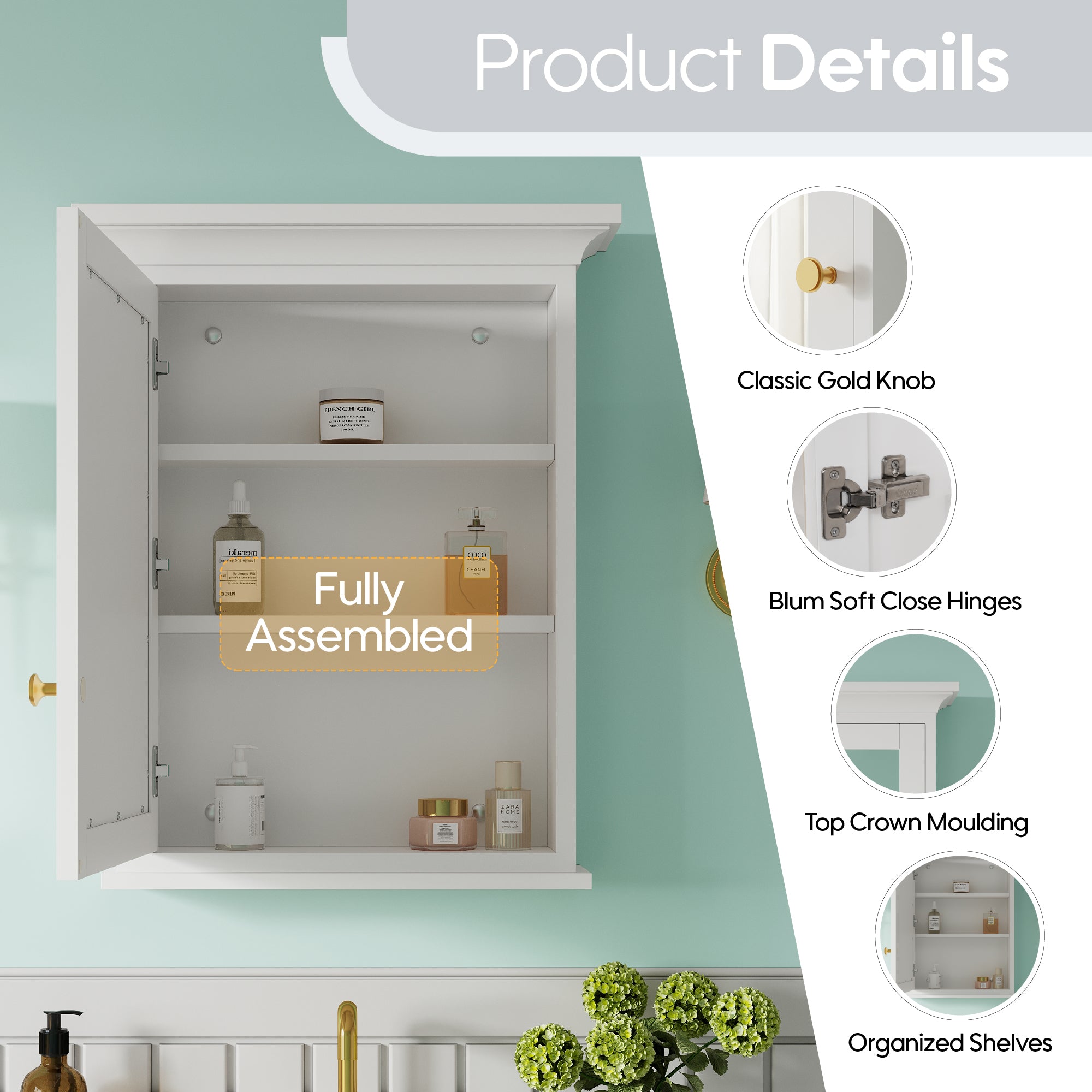 24 in.W x 30 in.H Vertical Mounting Bathroom Wood Medicine Cabinet with Mirror in White