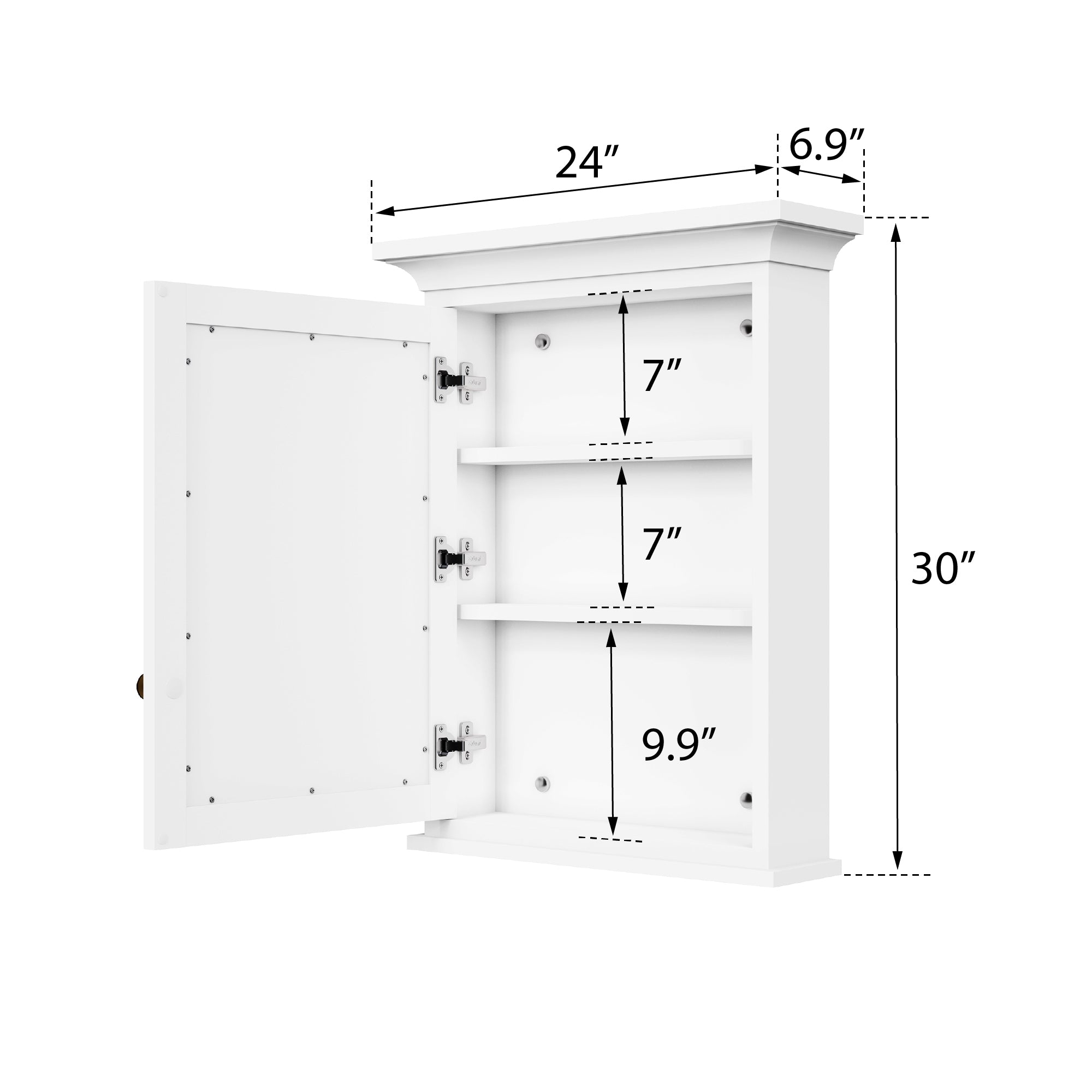 24 in.W x 30 in.H Vertical Mounting Bathroom Wood Medicine Cabinet with Mirror in White