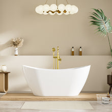 60" Glossy White Freestanding Acrylic Soaking Bathtub with Advanced Heat Retention & Ergonomic Support, 60-Gallon