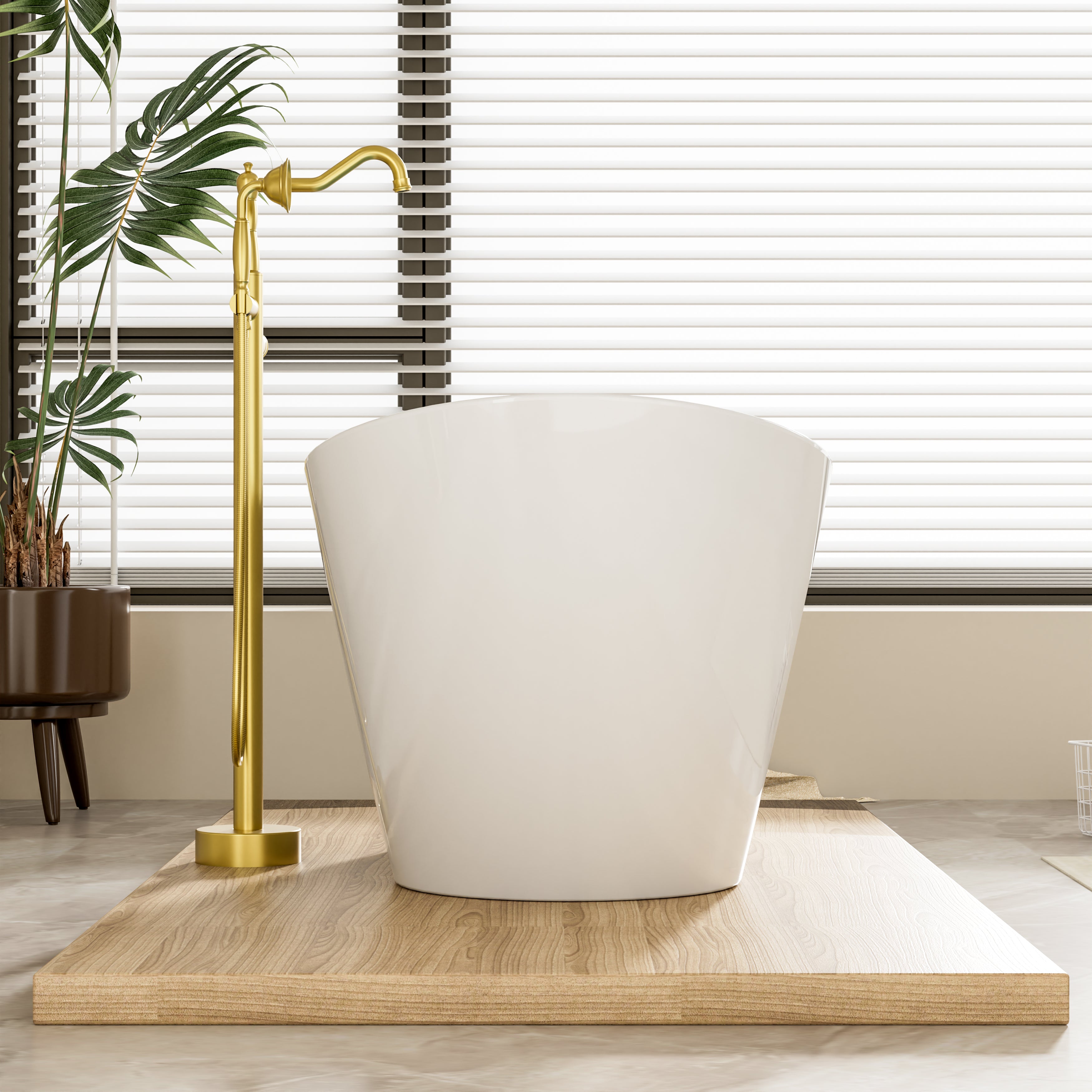 60" Glossy White Freestanding Acrylic Soaking Bathtub with Advanced Heat Retention & Ergonomic Support, 60-Gallon