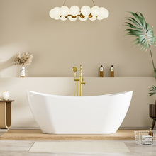 67" Glossy White Freestanding Acrylic Soaking Bathtub with Advanced Heat Retention & Ergonomic Support, 71-Gallon