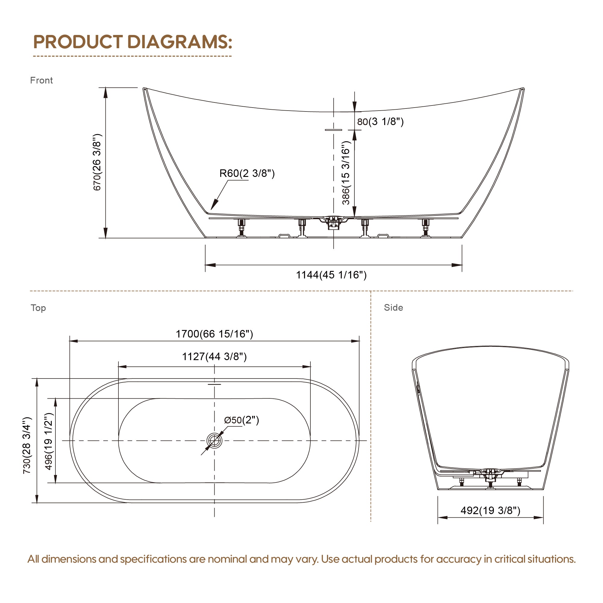 67" Glossy White Freestanding Acrylic Soaking Bathtub with Advanced Heat Retention & Ergonomic Support, 71-Gallon