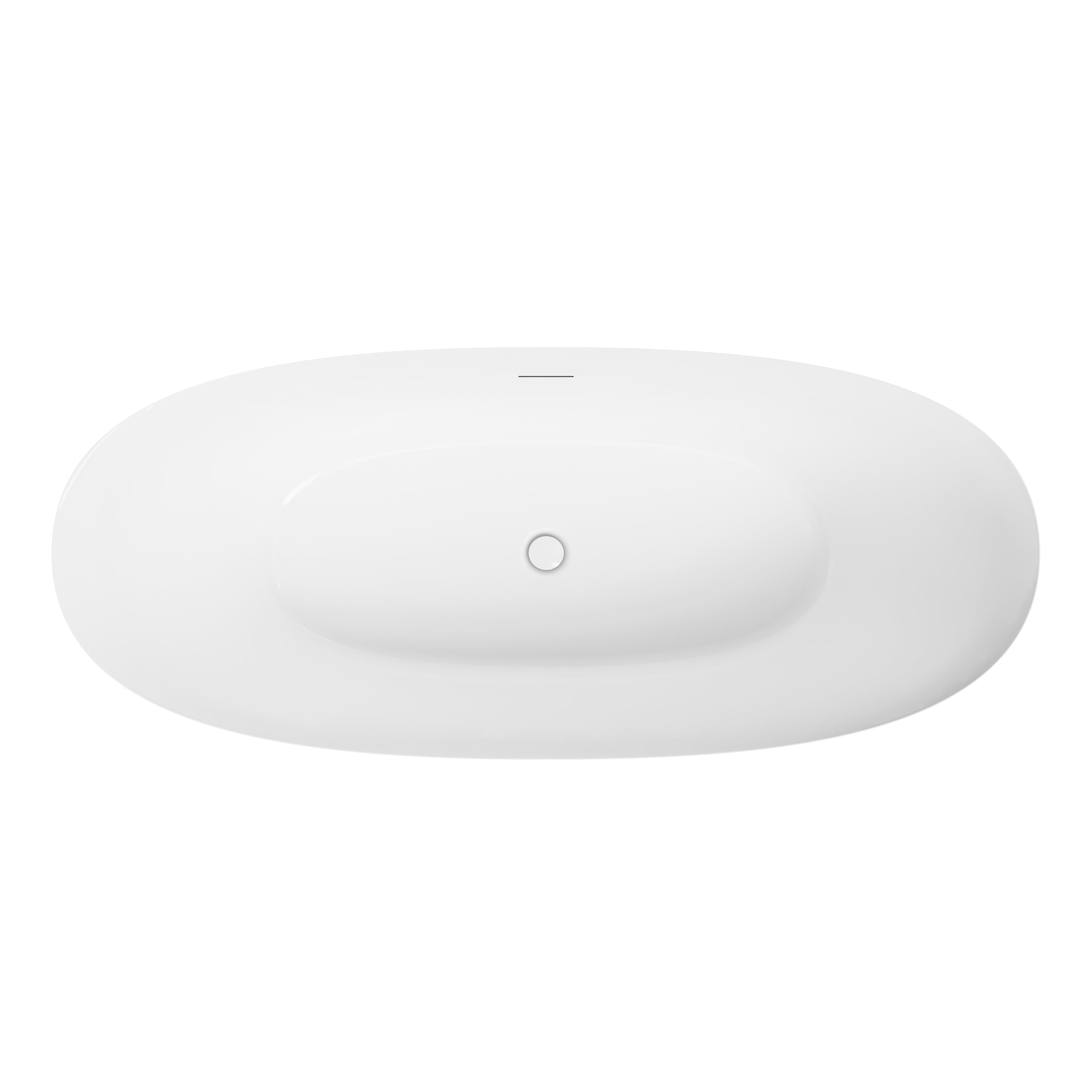 66" Acrylic Freestanding Soaking Bathtub Contemporary Soaking White Tub with Overflow and Drain