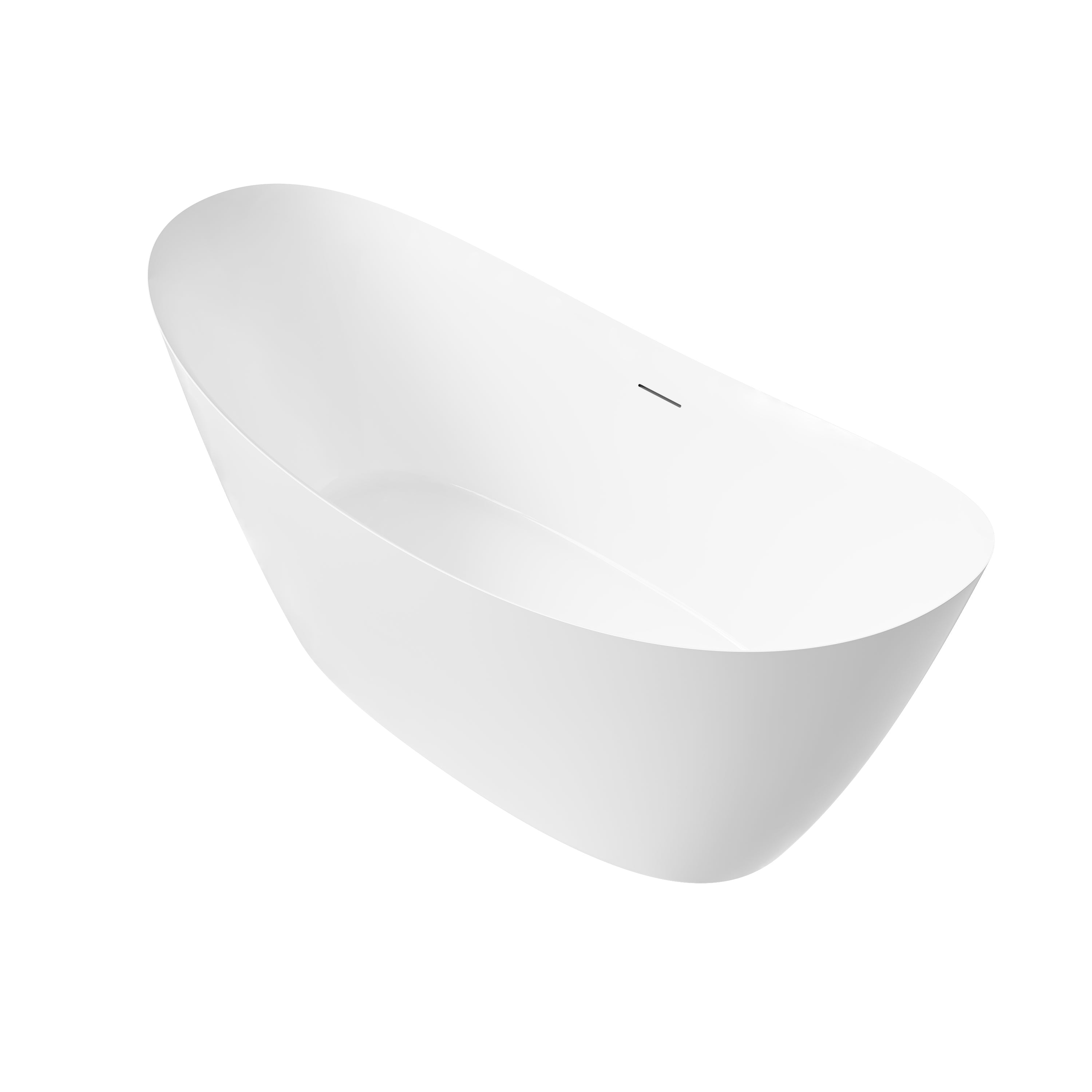66" Acrylic Freestanding Soaking Bathtub Contemporary Soaking White Tub with Overflow and Drain
