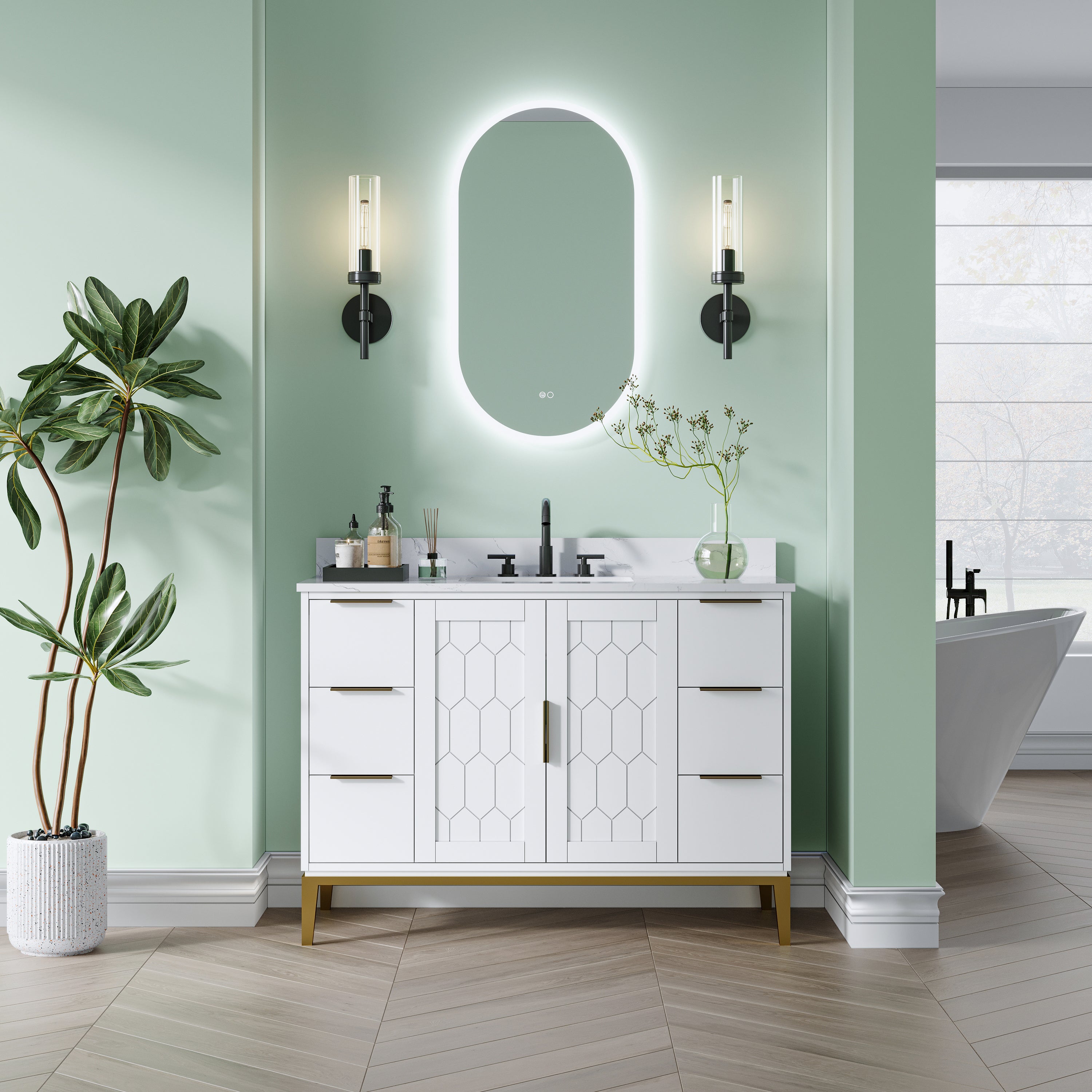 20 in. W x 36 in. H Acrylic Runway Type LED Frameless Bathroom Vanity Mirror