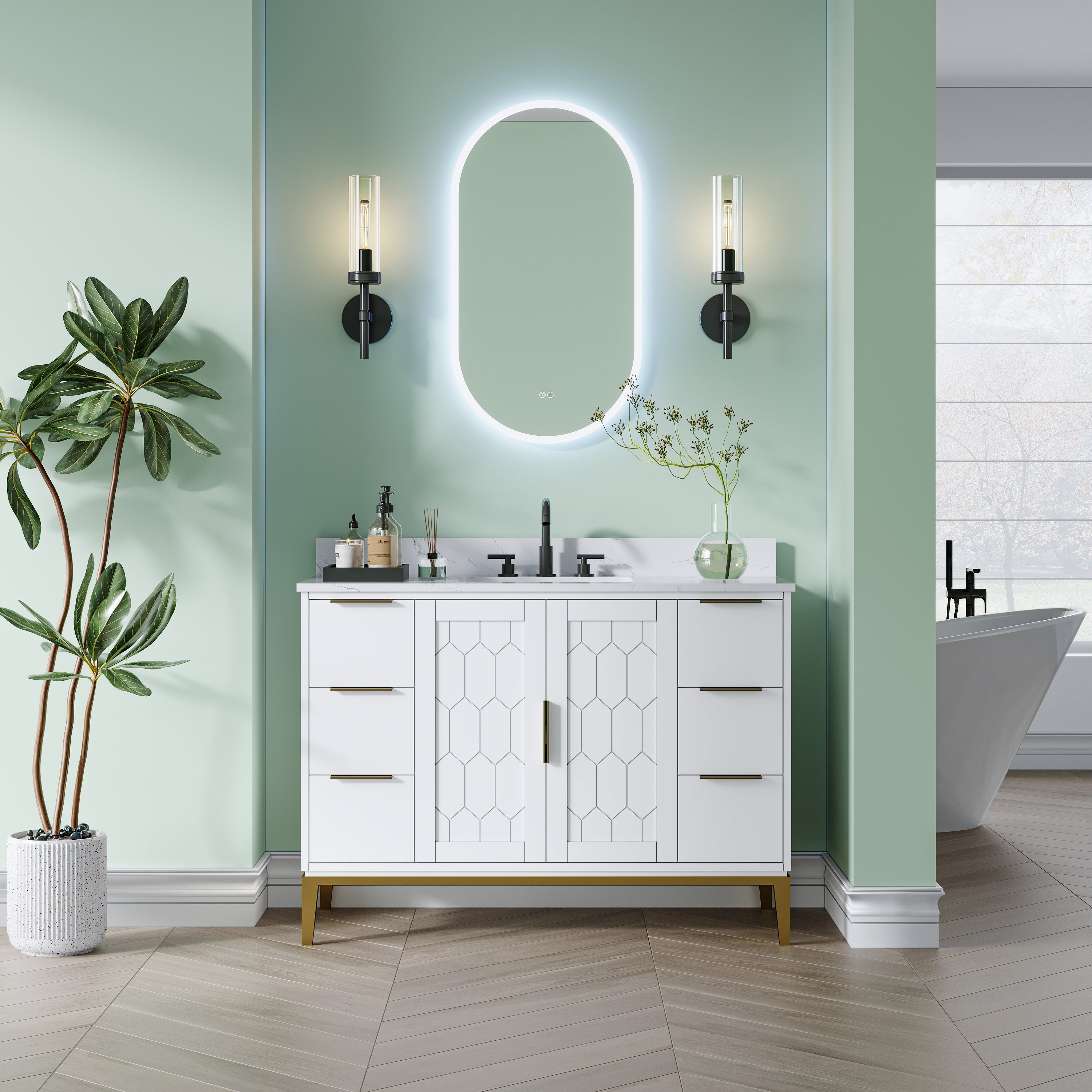 20 in. W x 36 in. H Acrylic Oval LED Frameless Mirror, Anti-Fog, Dimmable