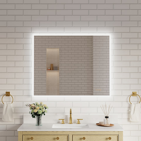40 in. W x 32 in. H LED Lighted Mirror for Bathroom, Wall Mount Bathroom Vanity Mirror with Anti-Fog, Dimmable