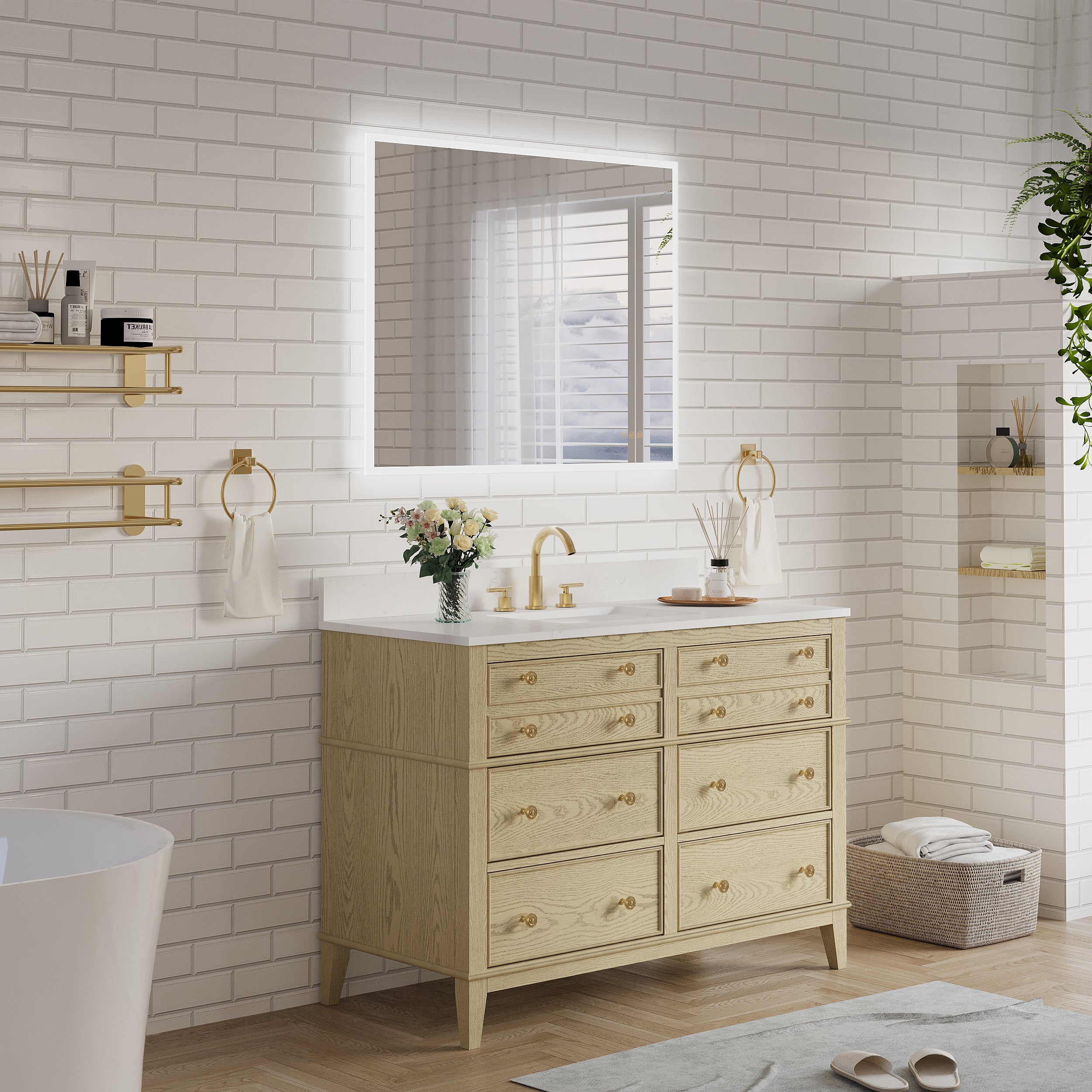 40 in. W x 32 in. H Frameless LED Frontlit & Backlit Bathroom Vanity Mirror, Dimmable & Anti-Fog, Wall Mounted
