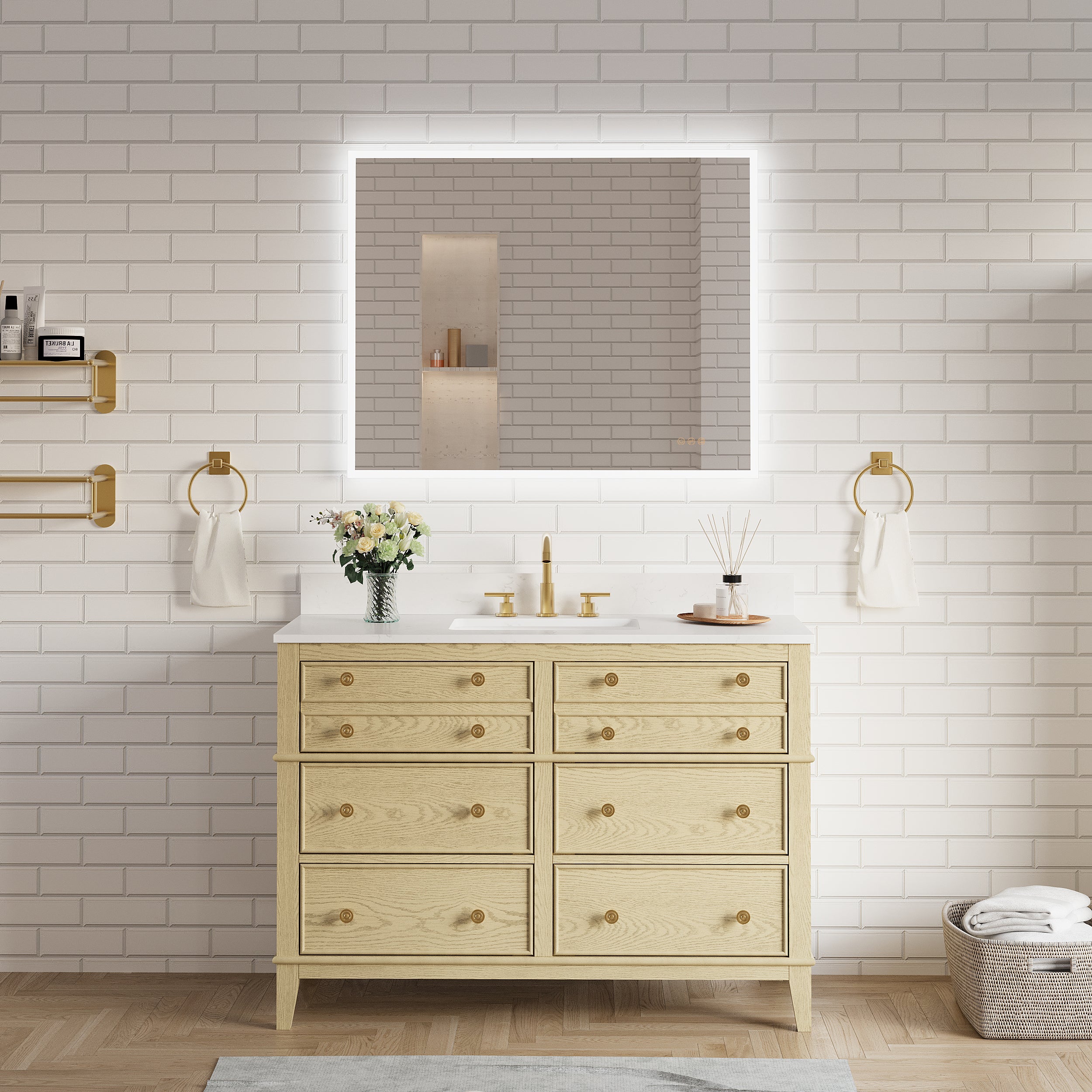 40 in. W x 32 in. H Frameless LED Frontlit & Backlit Bathroom Vanity Mirror, Dimmable & Anti-Fog, Wall Mounted