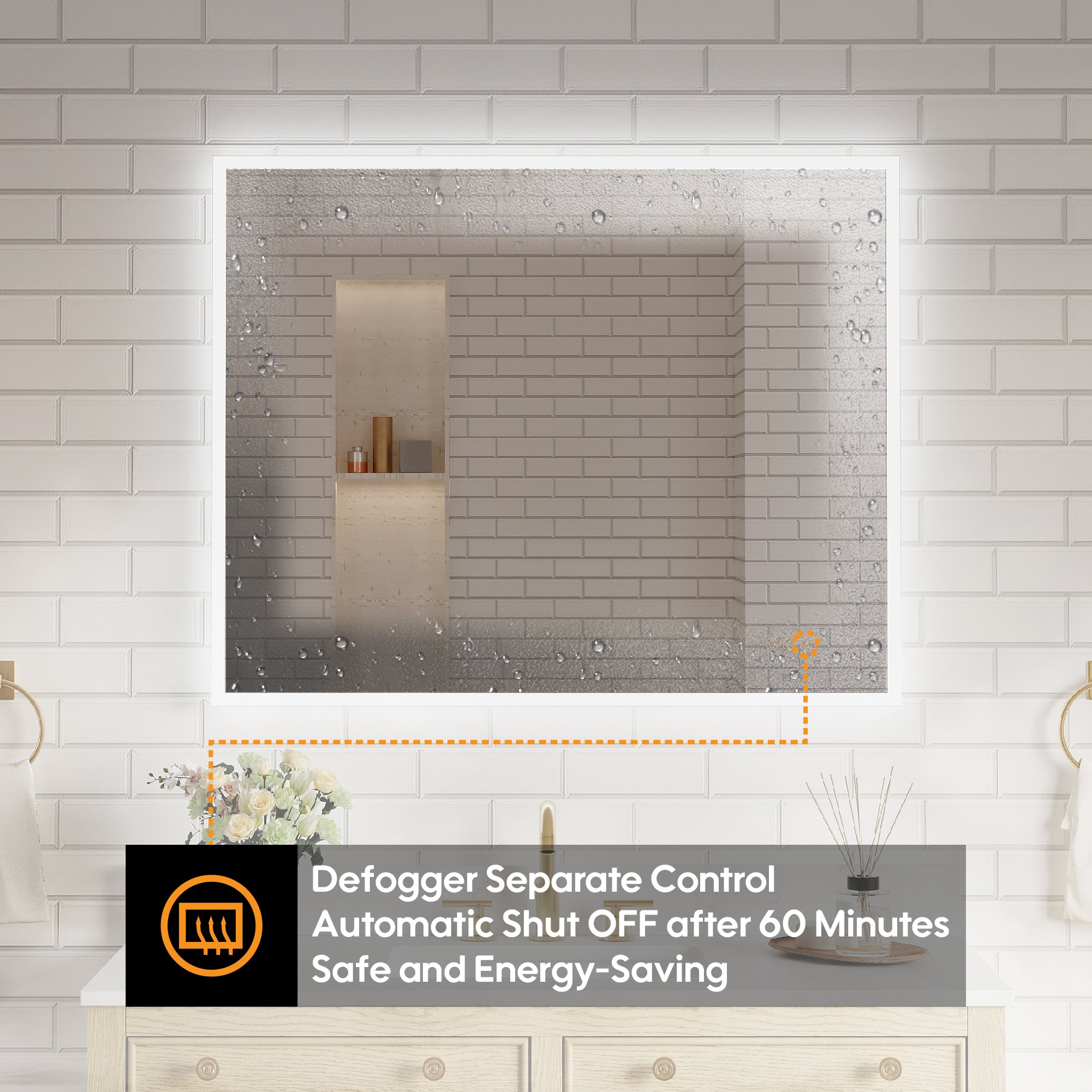 40 in. W x 32 in. H Frameless LED Frontlit & Backlit Bathroom Vanity Mirror, Dimmable & Anti-Fog, Wall Mounted
