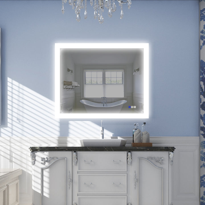 40 in. W x 32 in. H Rectangular Frameless Anti-Fog LED Illuminated Dimmable Wall Mount Premium Bathroom Vanity Mirror
