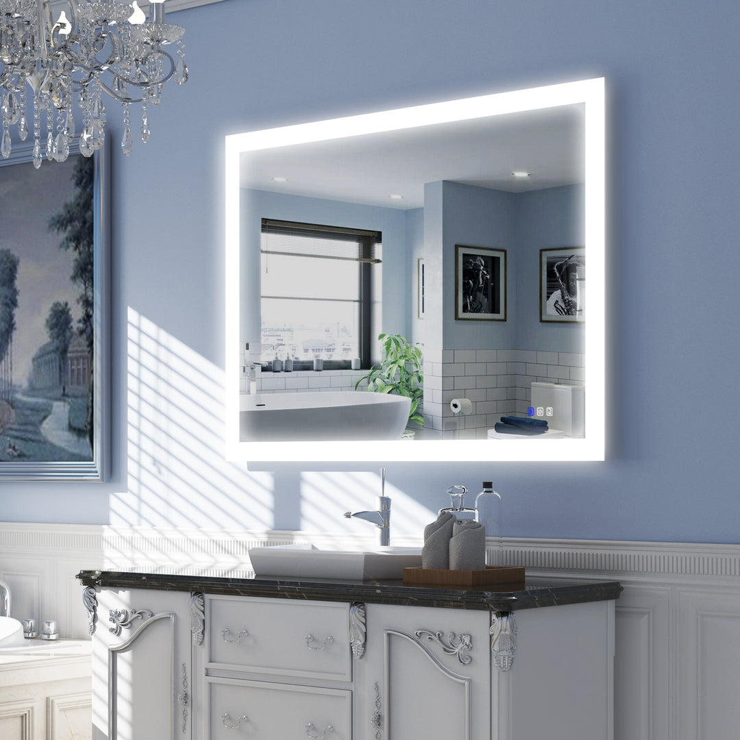 48 in. W x 36 in. H Rectangular Frameless Anti-Fog LED Illuminated Dimmable Wall Mount Premium Bathroom Vanity Mirror