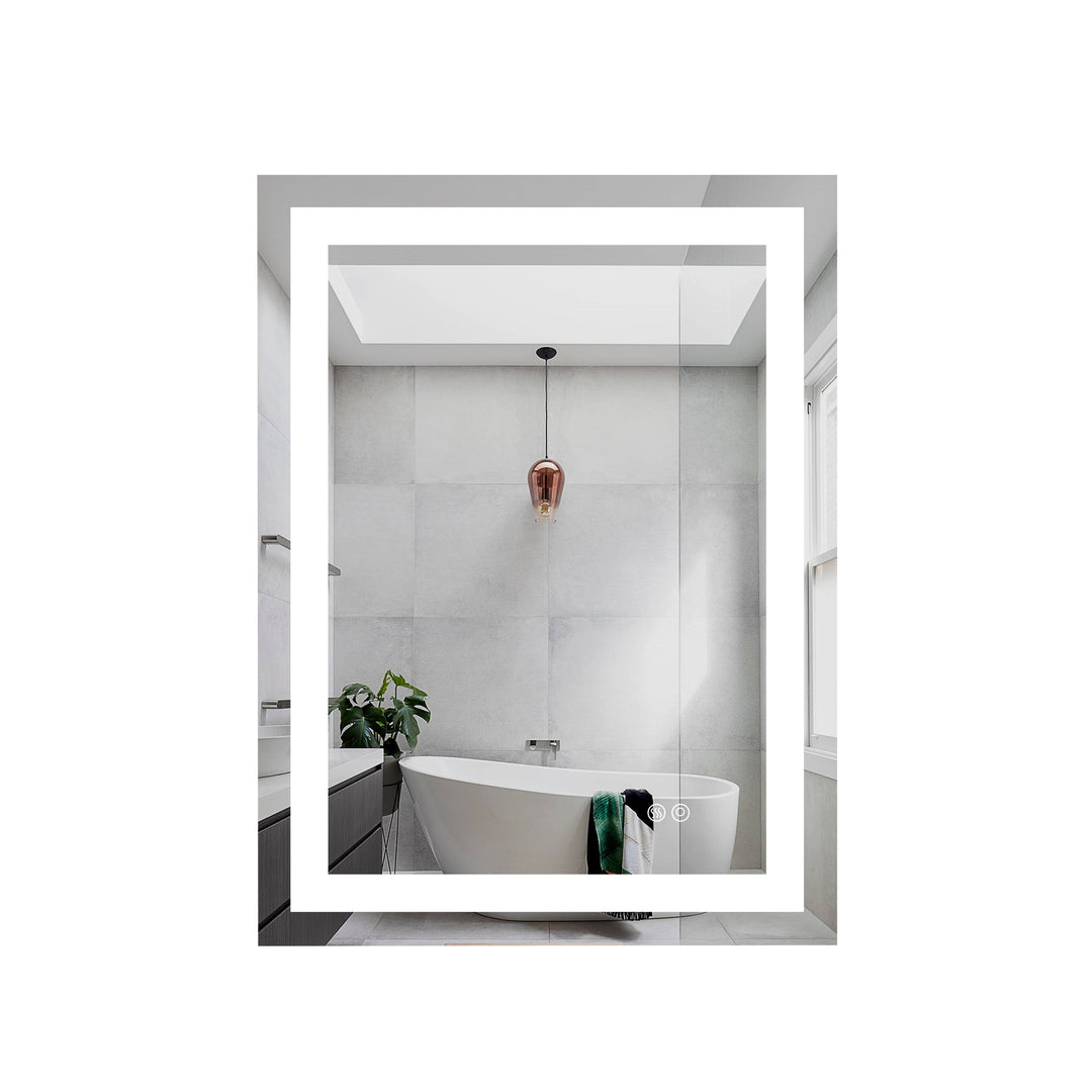24 in. W x 32 in. H Rectangular Frameless Anti-Fog LED Light Bathroom Vanity Mirror in Aluminum