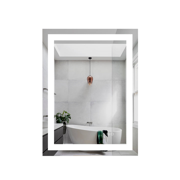 24 in. W x 32 in. H Rectangular Frameless Anti-Fog LED Light Bathroom Vanity Mirror in Aluminum
