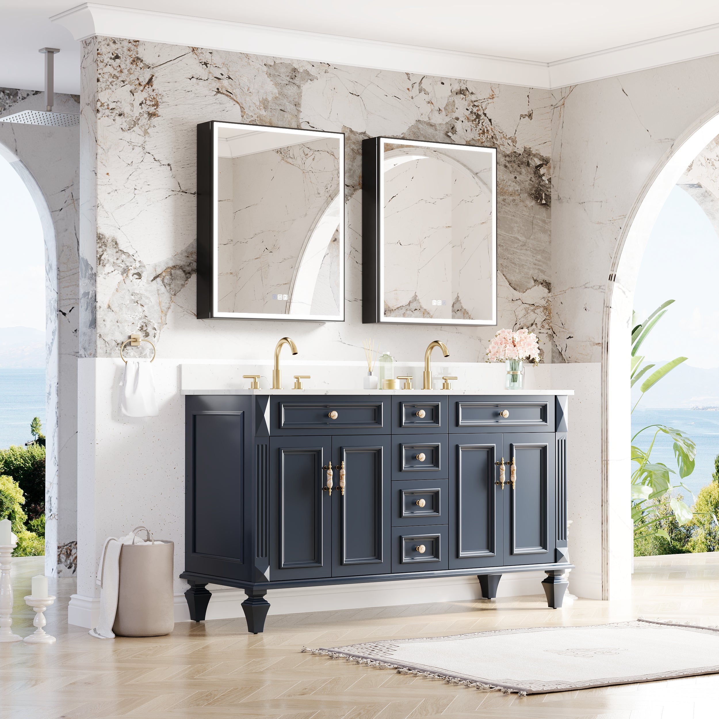 Artwood Bathroom Vanity | Luxury Textured Wood Cabinet Sets | WELLFOR