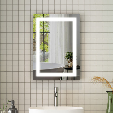 20 in. W x 28 in. H Rectangular Frameless Bathroom Mirror with Anti-Fog in Aluminum