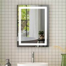 24 in. W x 32 in. H Rectangular Frameless Anti-Fog Vanity Mirror with Lights in Aluminum