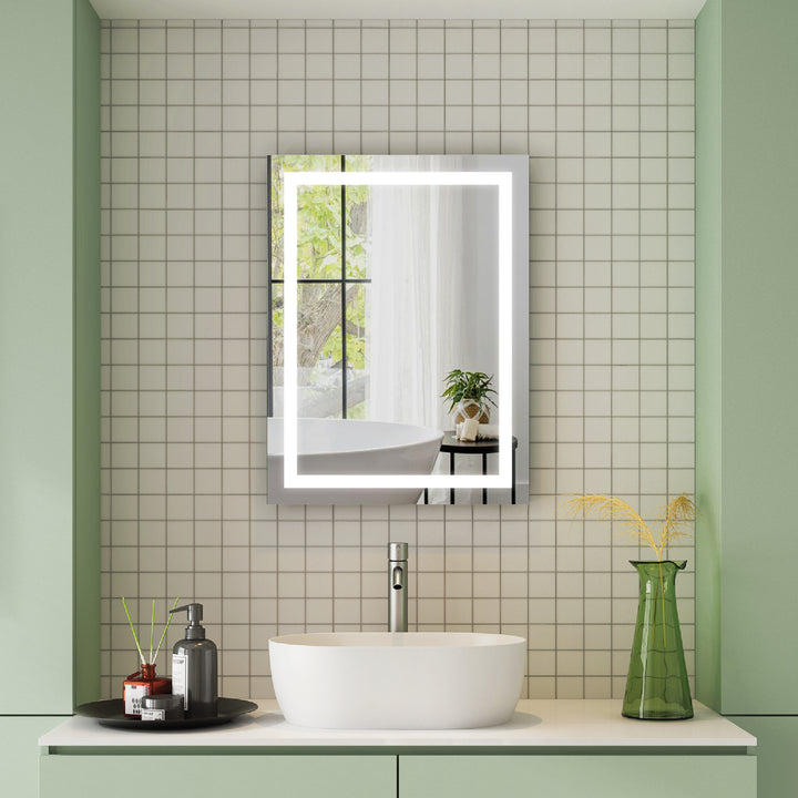 24 in. W x 32 in. H Rectangular Frameless Anti-Fog LED Light Bathroom Vanity Mirror in Aluminum