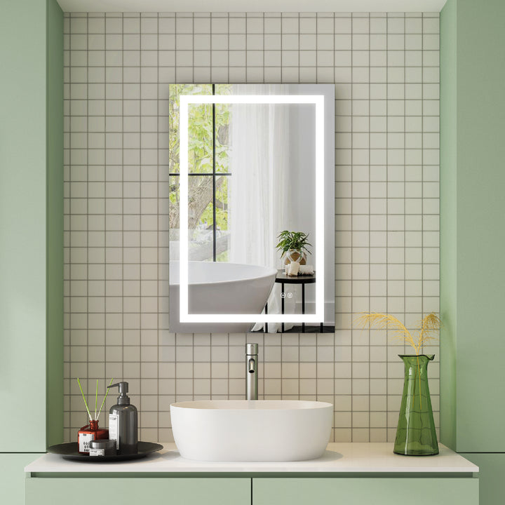 24 in. W x 36 in. H Rectangular Frameless Anti-Fog LED Light Bathroom Vanity Mirror in Aluminum