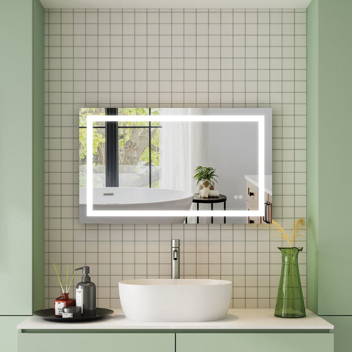 40 in. W x 24 in. H Rectangular Frameless Anti-Fog LED Light Bathroom Vanity Mirror in Aluminum