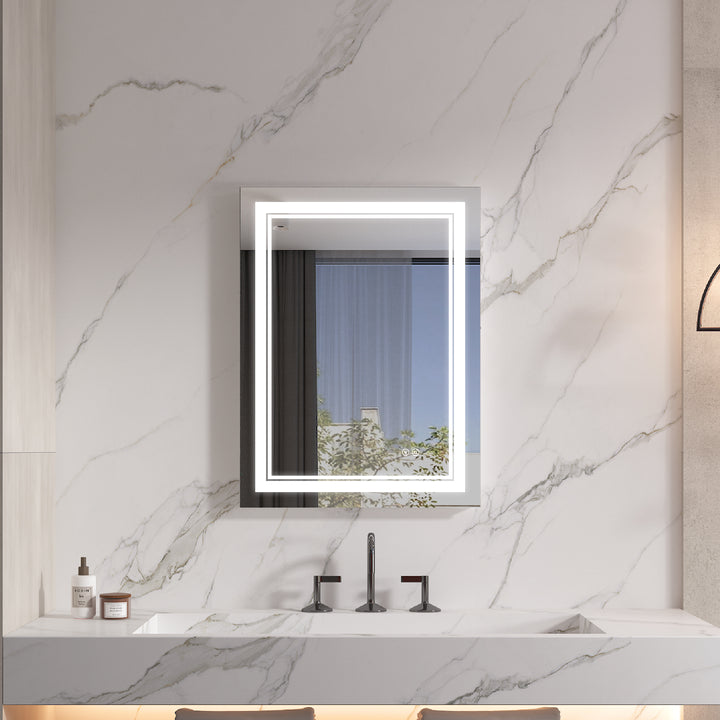 24 in. W x 32 in. H Rectangular Frameless Anti-Fog LED Light Dimmable Bathroom Vanity Mirror in Aluminum