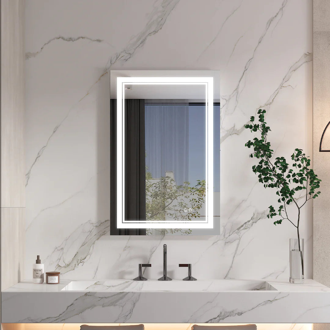 24 in. W x 36 in. H Rectangular Frameless Anti-Fog LED Light Dimmable Bathroom Vanity Mirror in Aluminum
