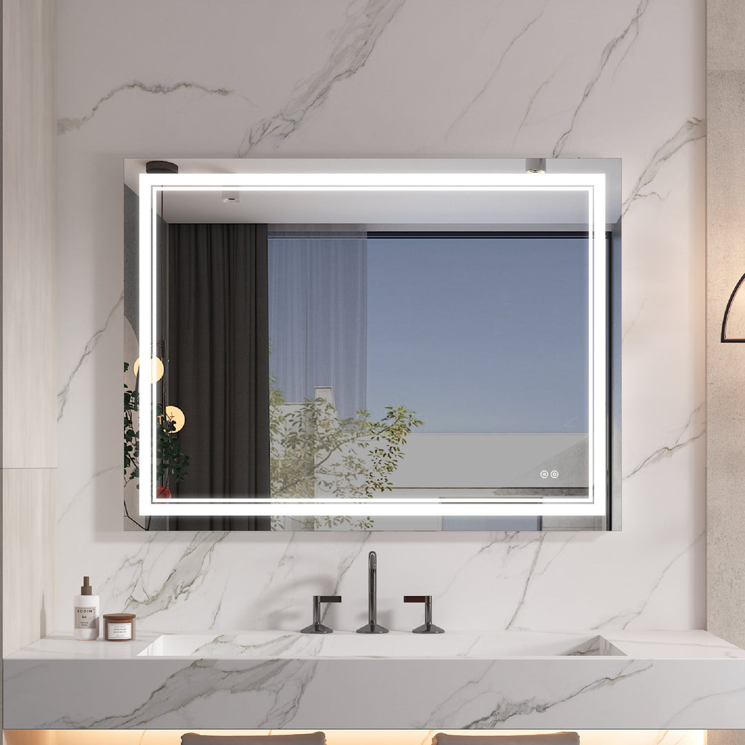 Rectangular anti-fog led mirror for shower room