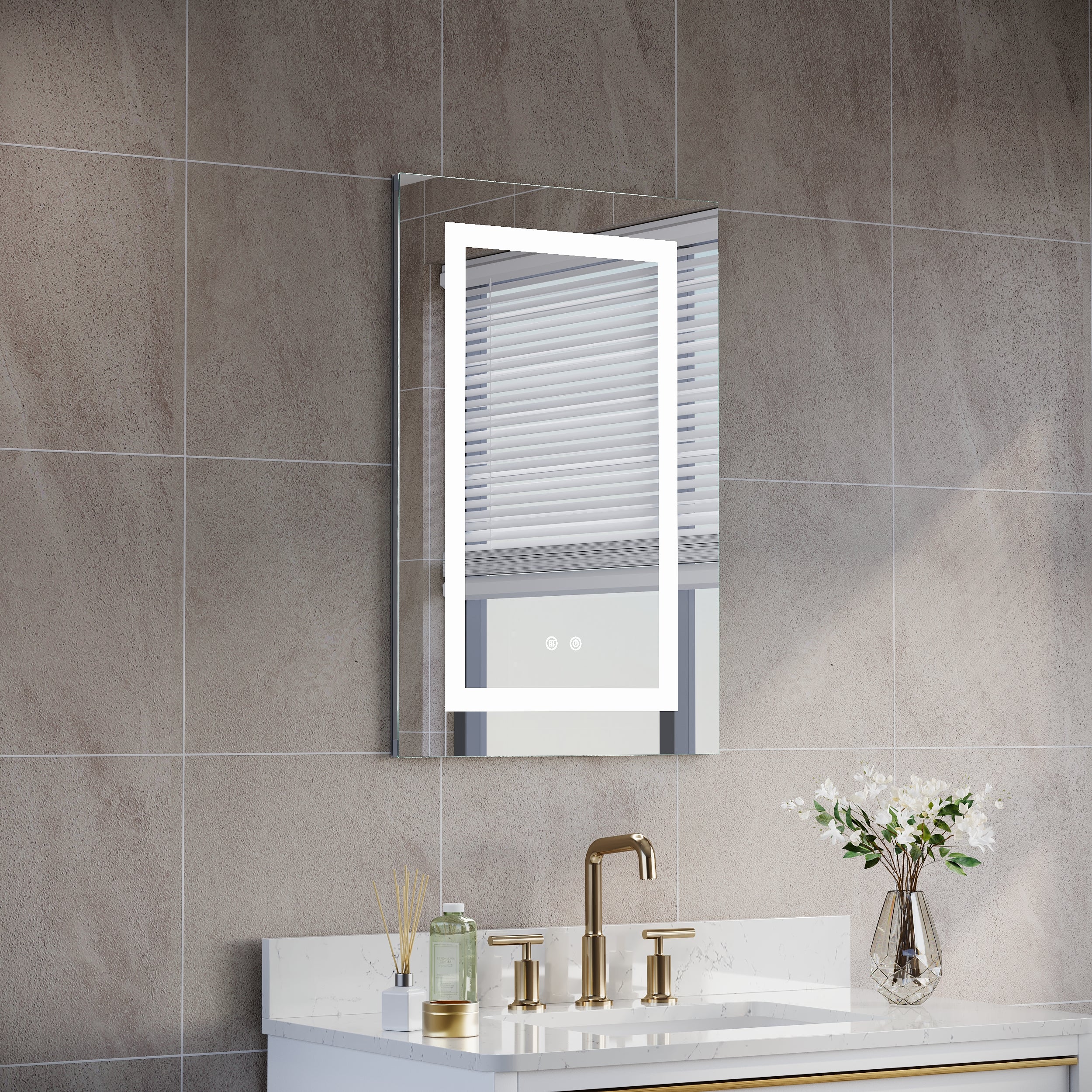 20 in. x 30 in. LED Lighted Surface/Recessed Mount Silver Mirrored Medicine Cabinet with Outlet left Side