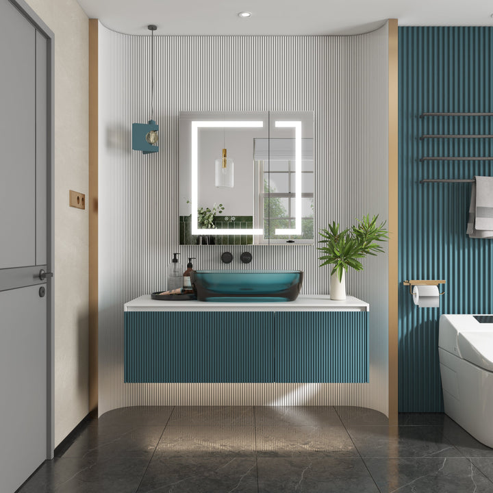 30" x 30" Lighted LED Surface/Recessed Mount Mirror Rectangle Bathroom Medicine Cabinet with Outlet