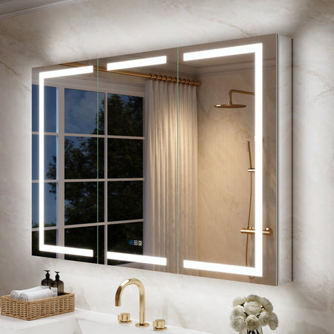54 in. x 36 in. Aluminum LED Bathroom Medicine Cabinet with Anti-Fog, Dimmable Lighting, Outlet, Surface or Recessed Mount