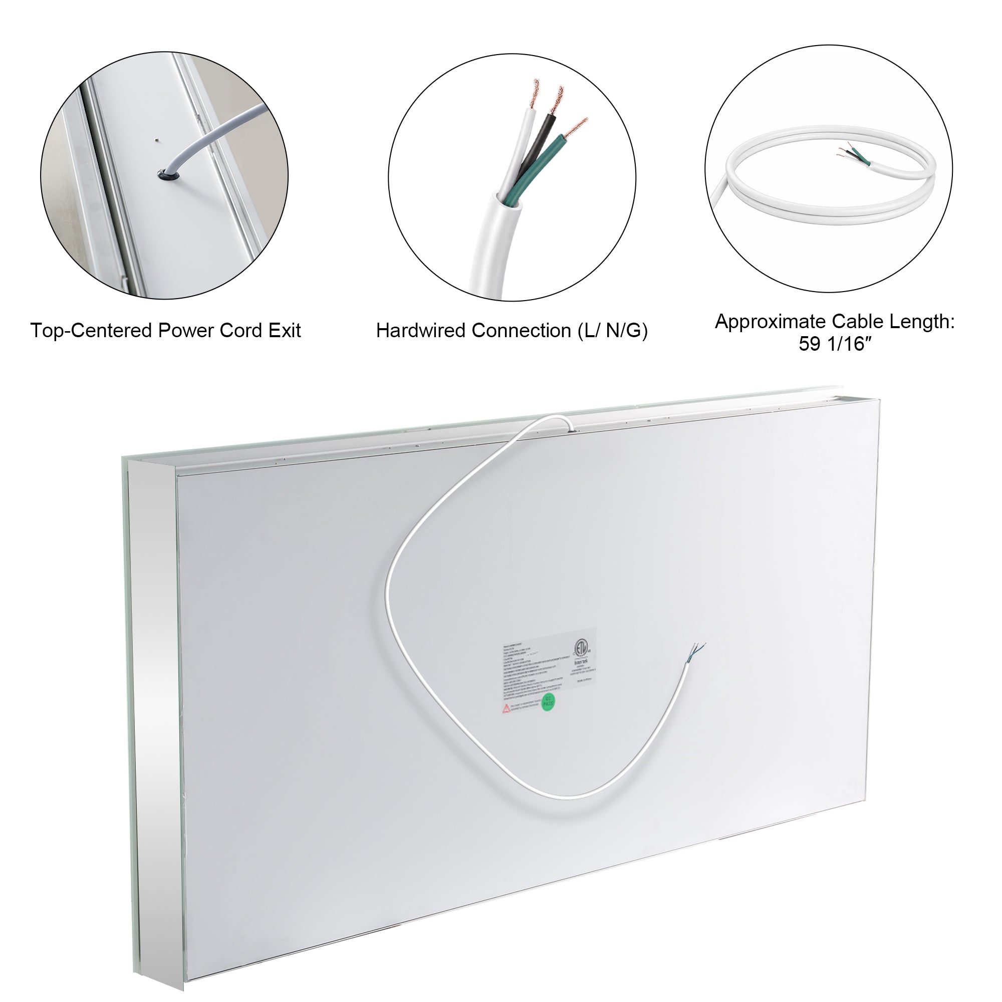 60 in. x 30 in. Rectangular Recessed/Surface Mount Medicine Cabinet with Mirror, Anti-Fog and LED Light