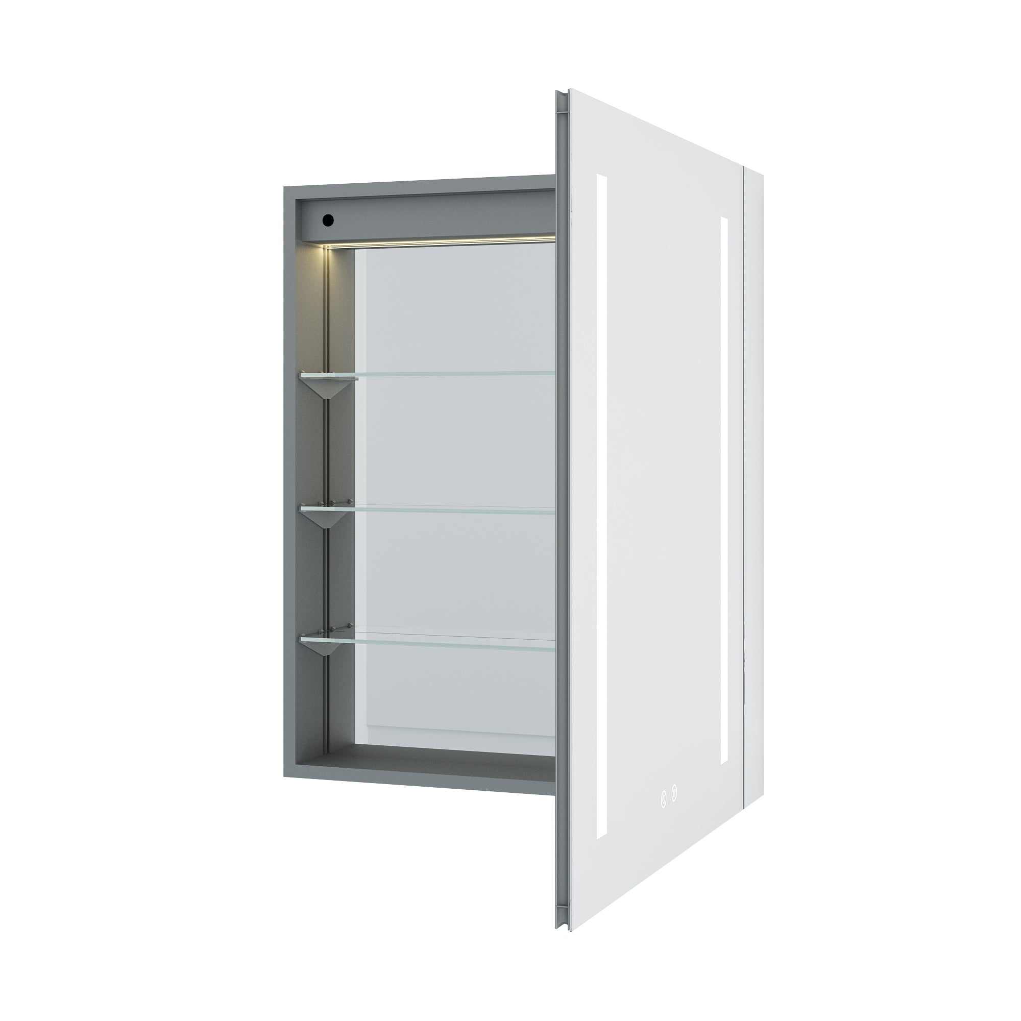 24 in. x 30 in. LED Lighted Surface/Recessed Mount Mirror Medicine Cabinet with Outlet Right Side