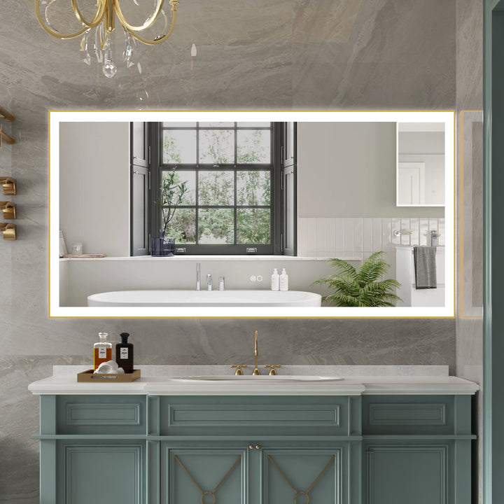 60 in. W x 28 in. H Aluminium Framed Rectangular LED Light Bathroom Vanity Mirror