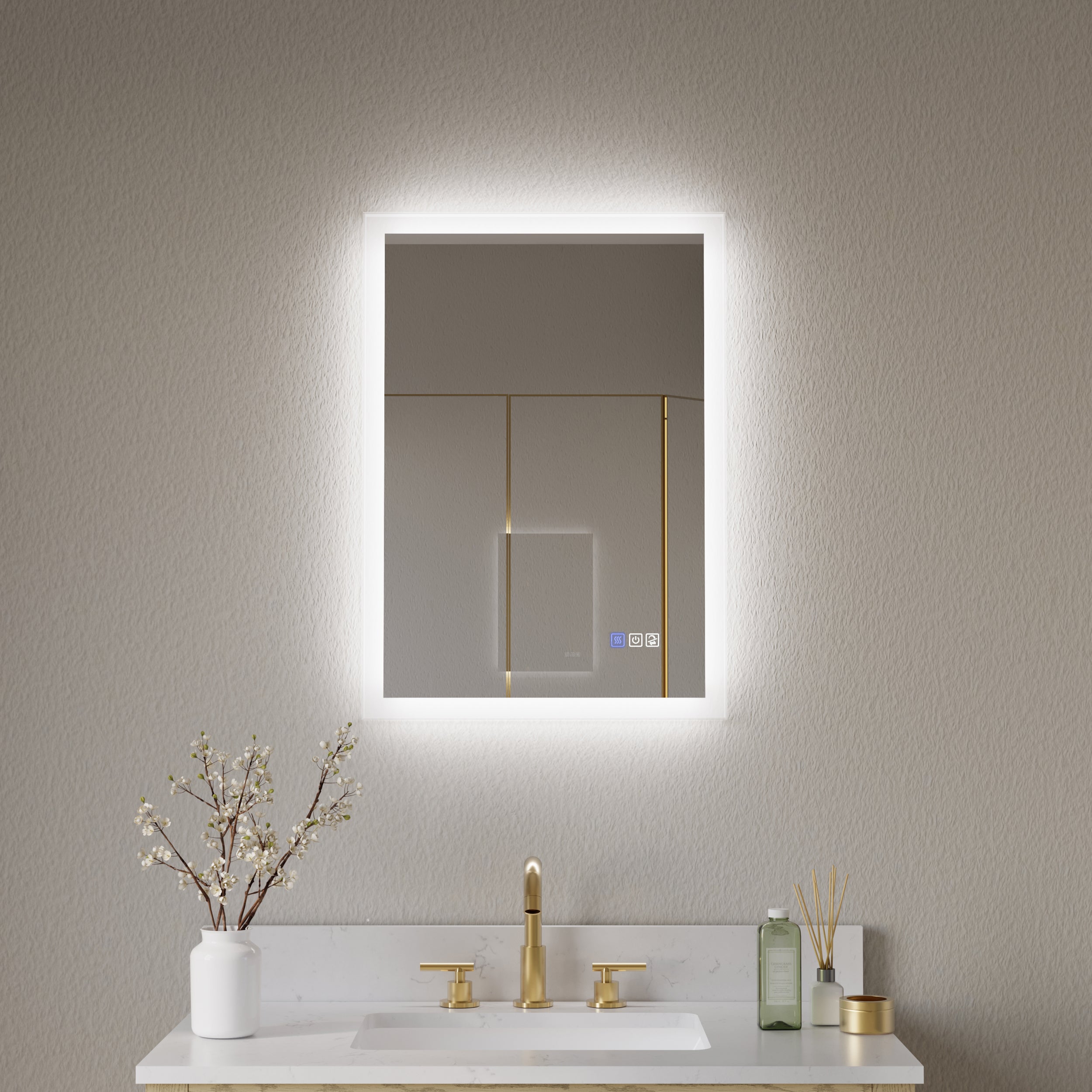 20 in. W x 28 in. H LED Light Mirror Rectangular Fog Free Frameless Bathroom Vanity Mirror