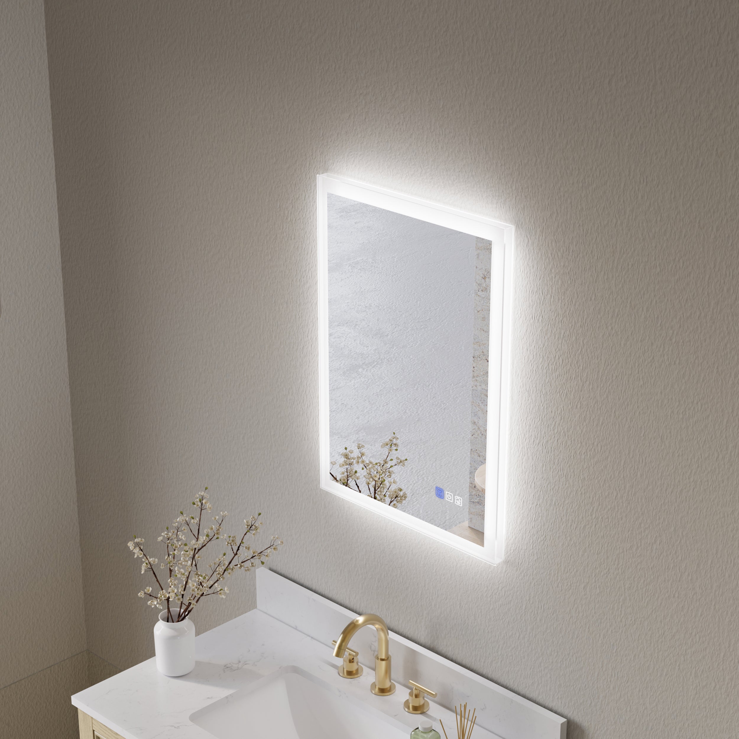 20 in. W x 28 in. H LED Light Mirror Rectangular Fog Free Frameless Bathroom Vanity Mirror