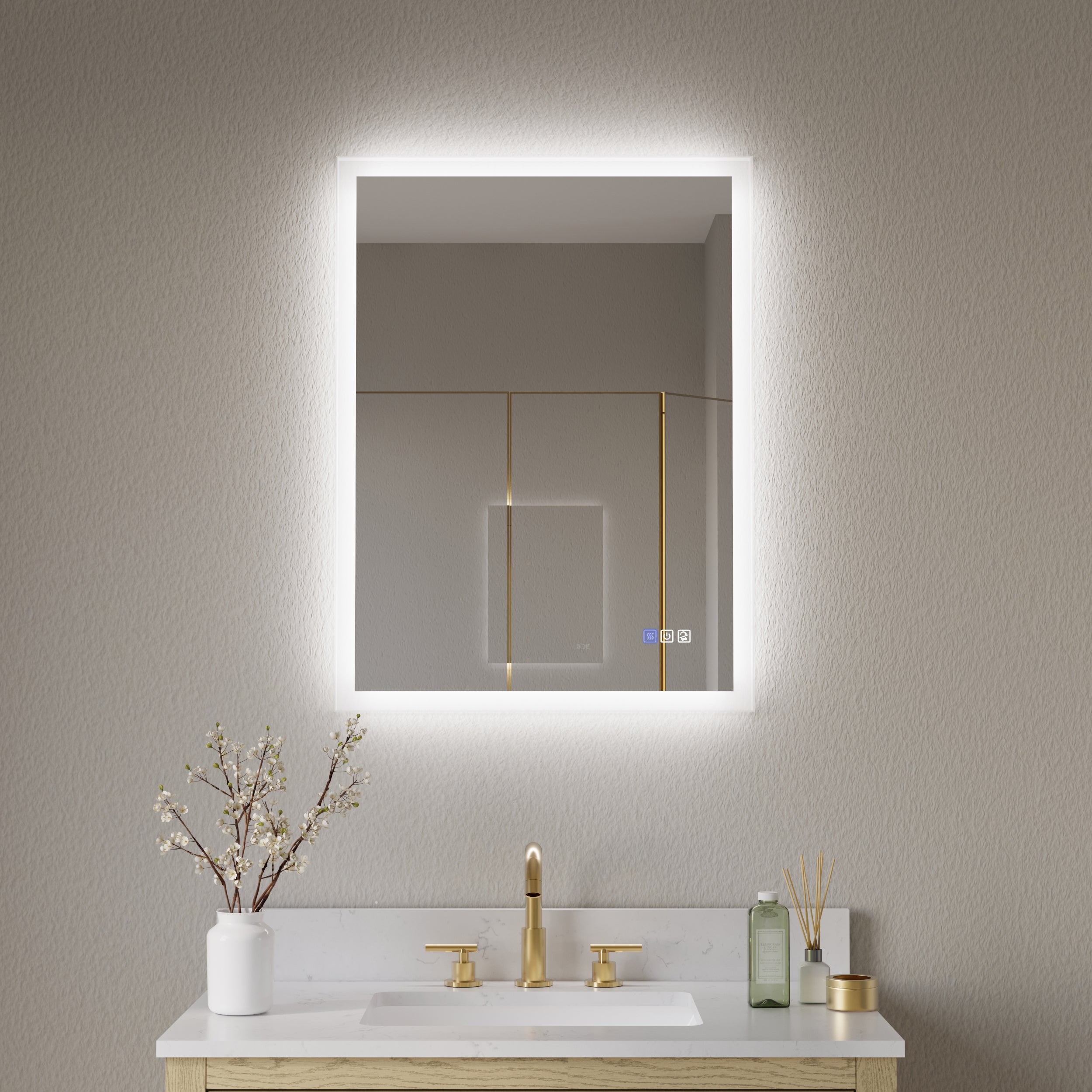 24 in. W x 32 in. H LED Light Mirror Rectangular Fog Free Frameless Bathroom Vanity Mirror