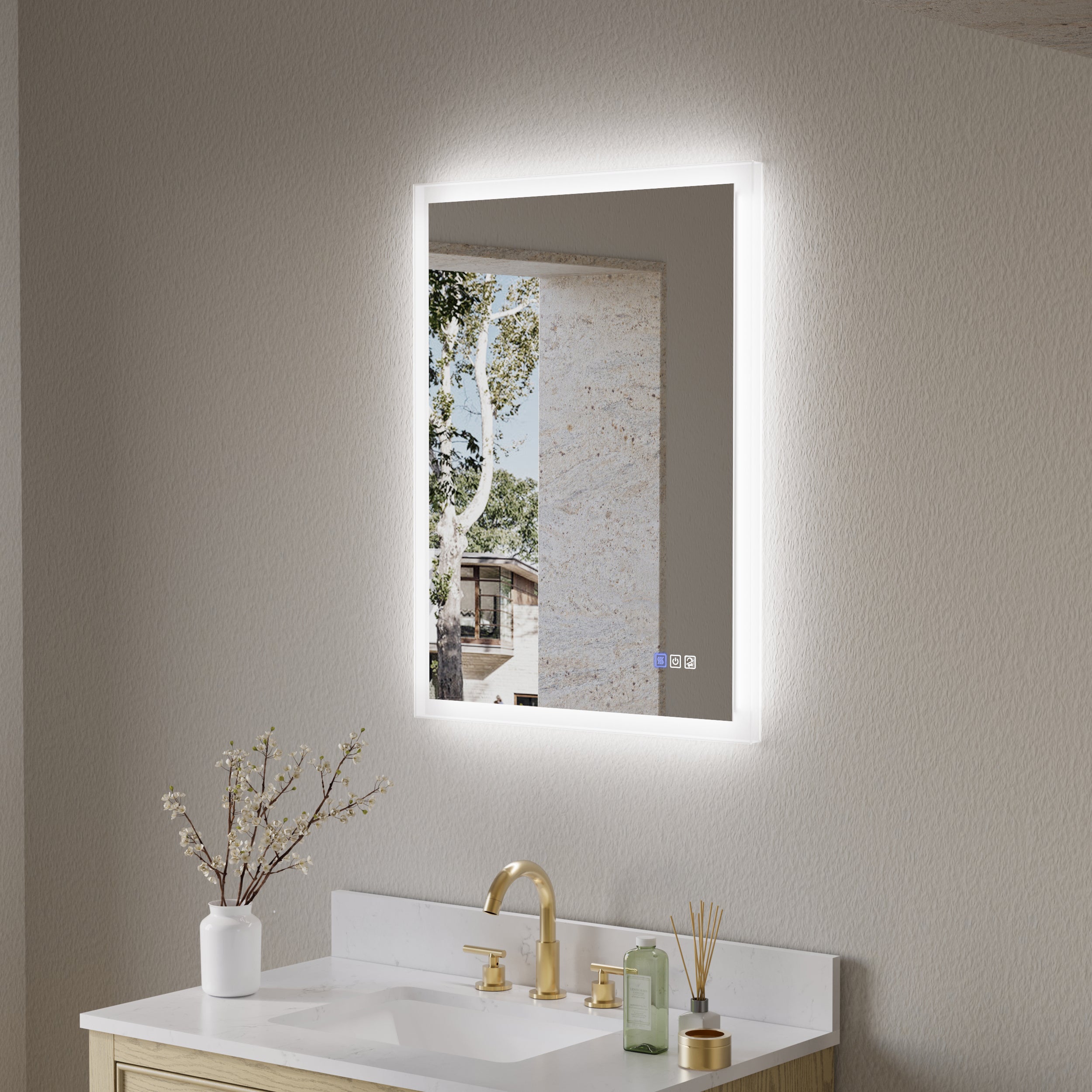 24 in. W x 32 in. H LED Light Mirror Rectangular Fog Free Frameless Bathroom Vanity Mirror