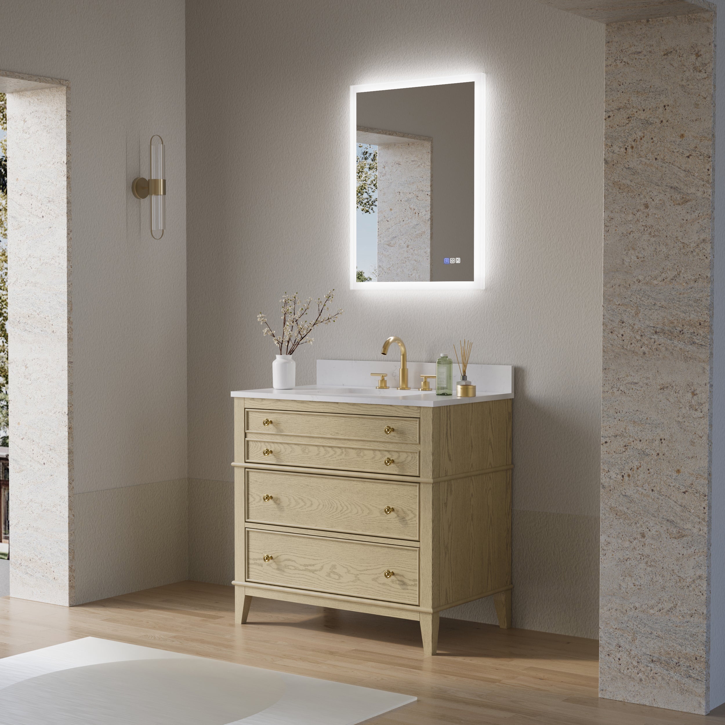 24 in. W x 32 in. H LED Light Mirror Rectangular Fog Free Frameless Bathroom Vanity Mirror
